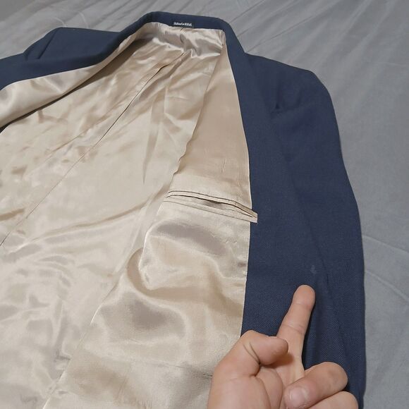 Mens 48R Navy Gold 2 Button Blazer Sport Coat Johnny Bench MVP USA Preppy Formal - Picture 8 of 15